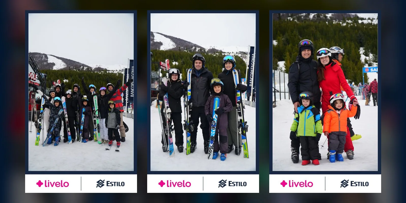 Fotos con el marco de Livelo y Banco do Brasil Estilo tomadas por SOMOS DER en el Cerro Catedral, Bariloche
